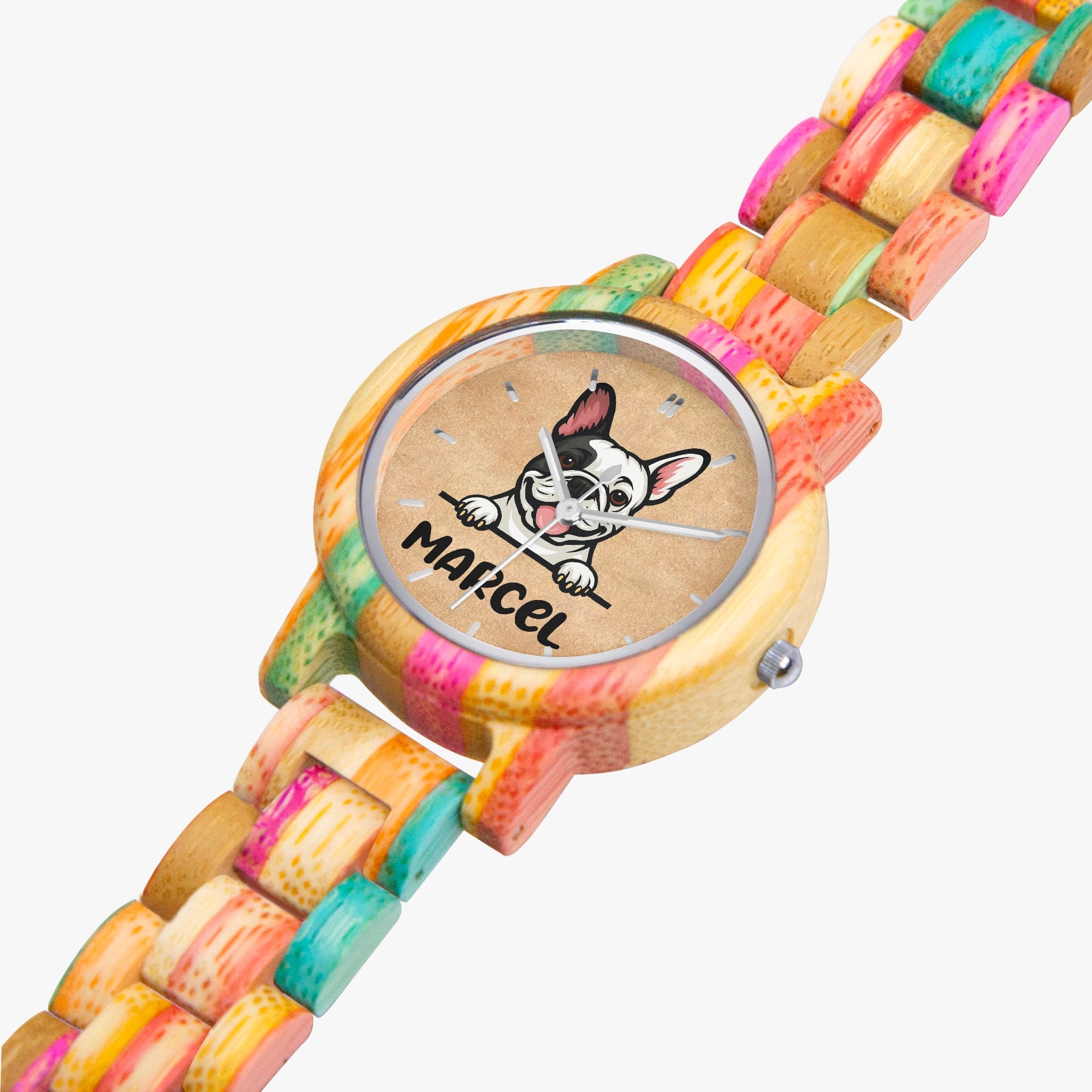 French Bulldog Adele Personalized Stylish Wooden Watch For Frenchie