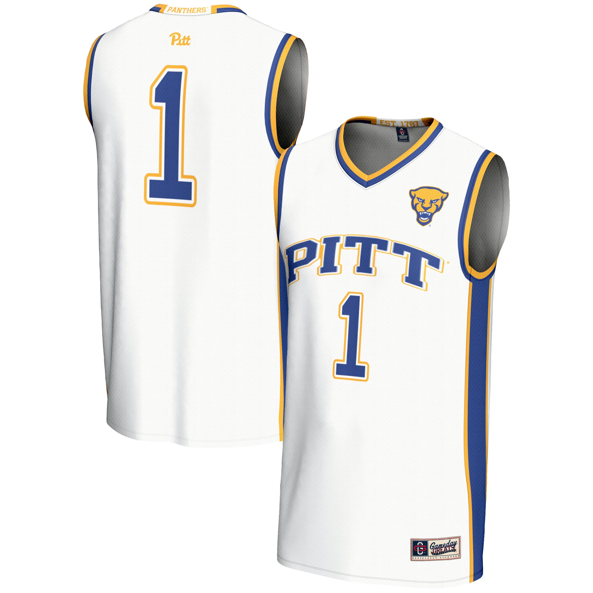 #1 Pitt Panthers GameDay Greats Youth LIghtweight Basketball Jersey - White