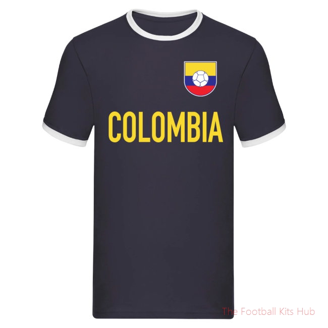 Colombia Logo & Text Ringer Tee (Navy)