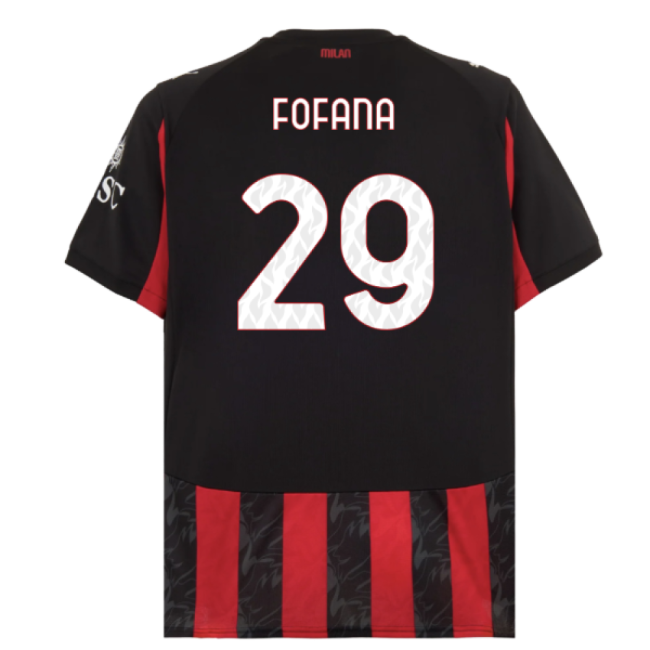Fan Gear Acm Ac Milan Home Shirt Fofana #29 Durable Material Lates...
