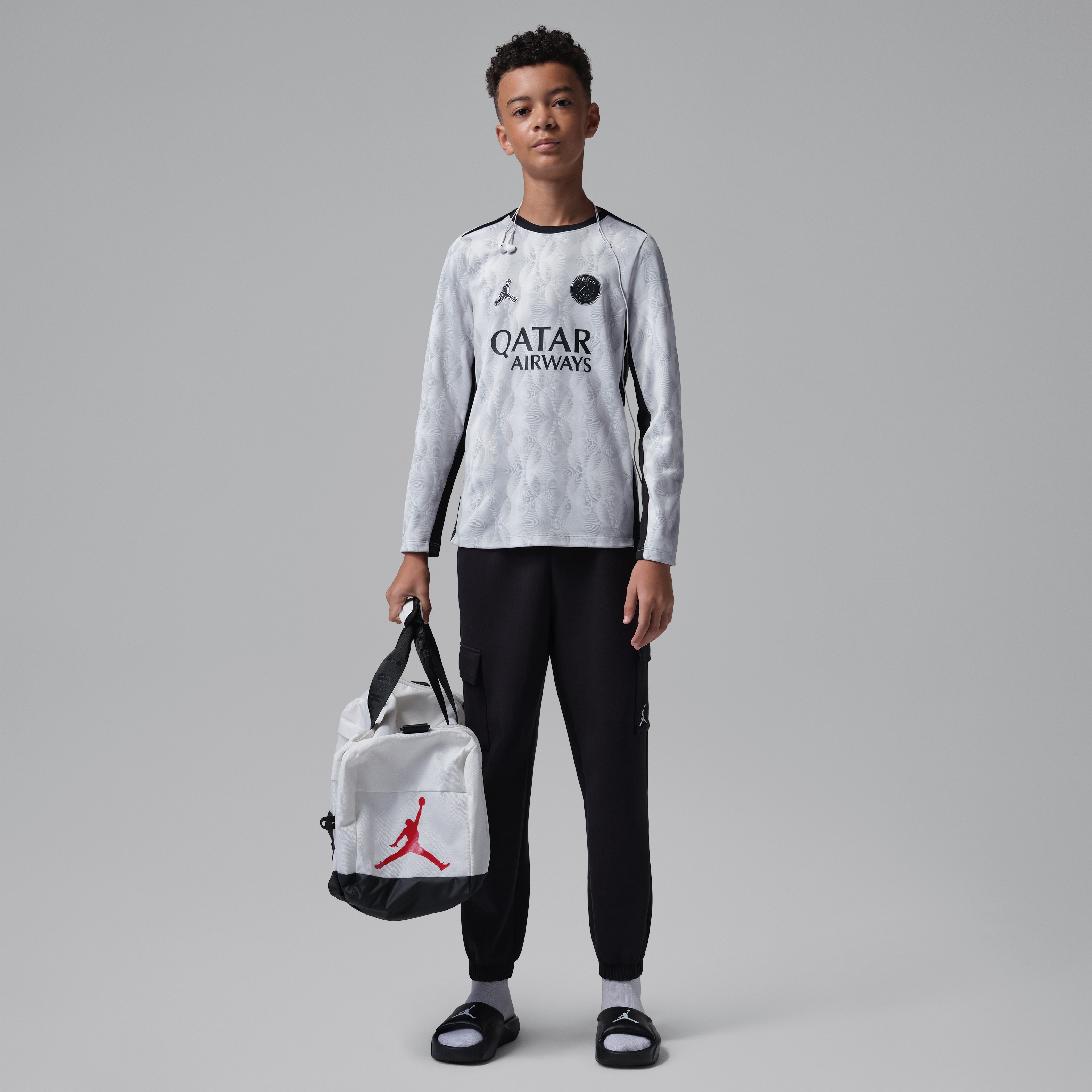 [LK] Paris Saint-Germain Youth Long Sleeve Pre-Match Dri-FIT Jersey Top - Gray