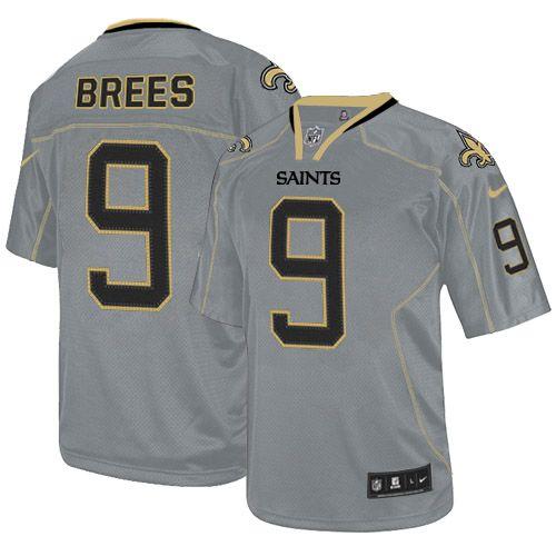 Official NFL W O S Saints #9 Drew Brees Team Color Lights Out Jersey
