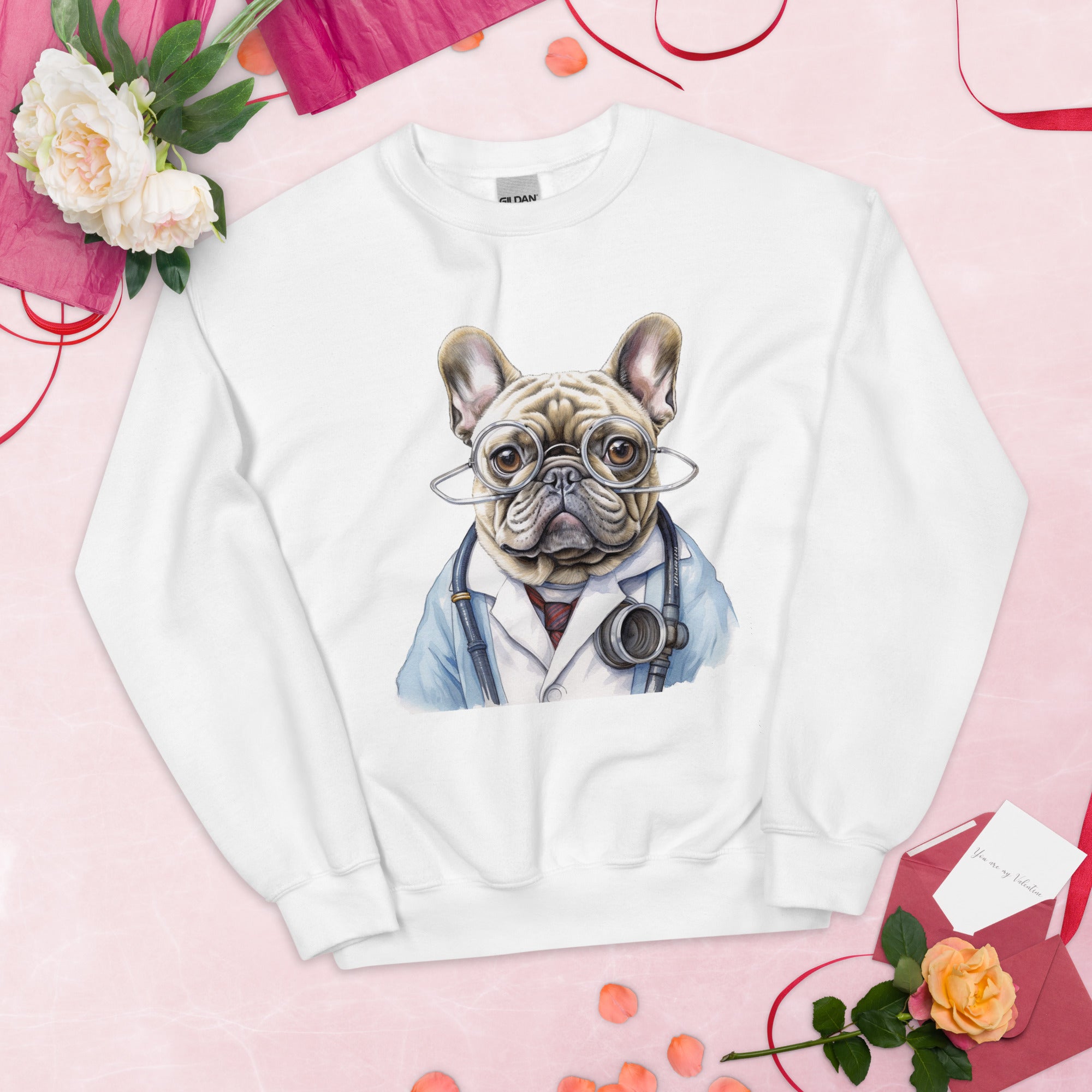 - French Bulldog Themed Unisex Crew Neck Sweatshirt Pet Owner Apparel