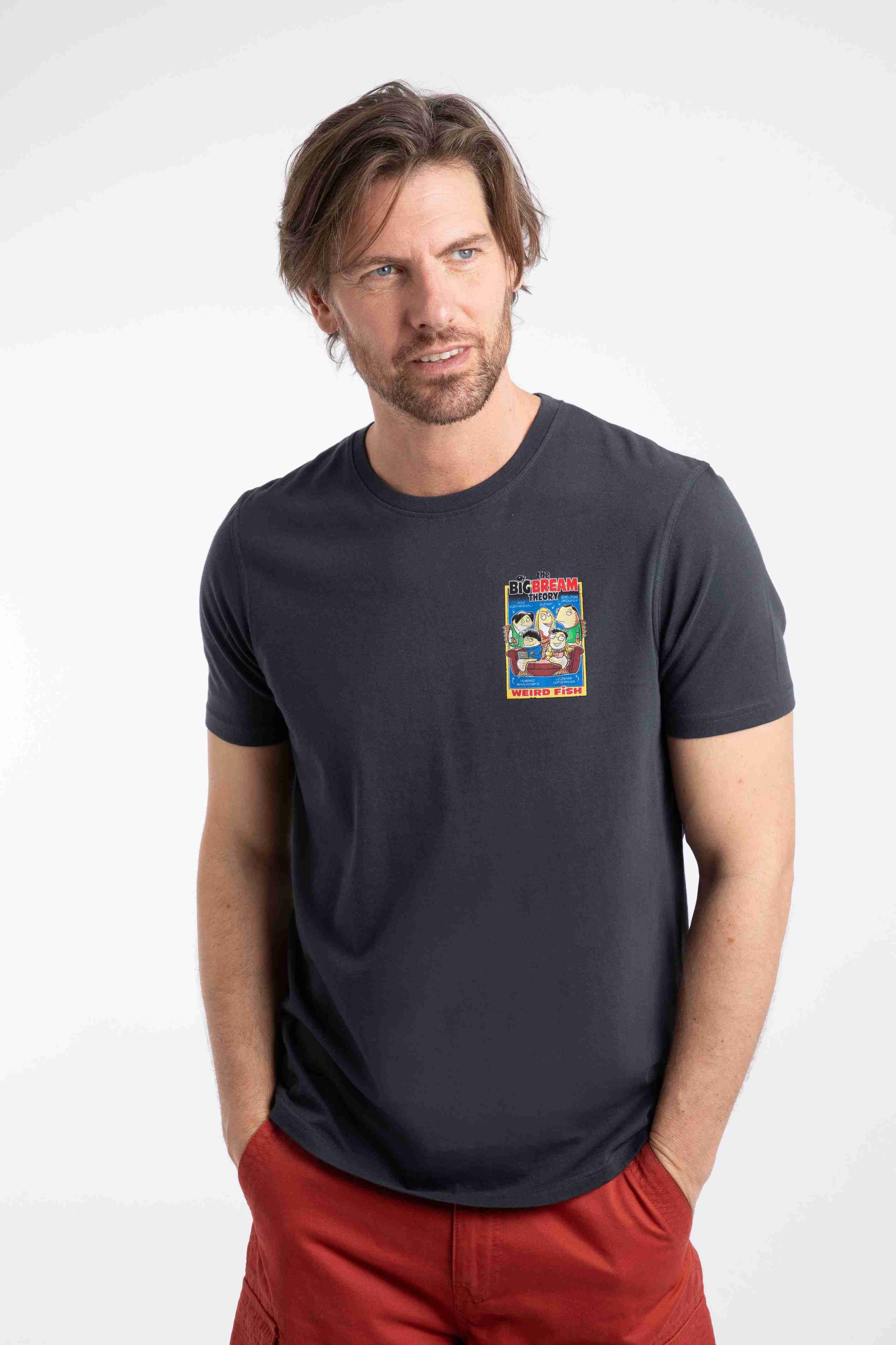 Big Bream Theory Back Print Artist T-Shirt Navy
