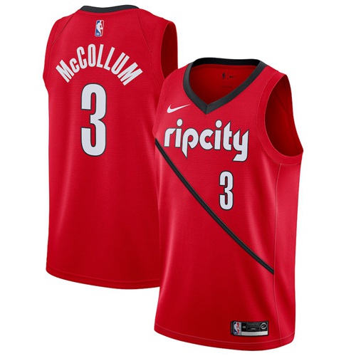 Nike Portland Trail Blazers #3 C.J. McCollum Red NBA Swingman Earned Edition Jersey Mens