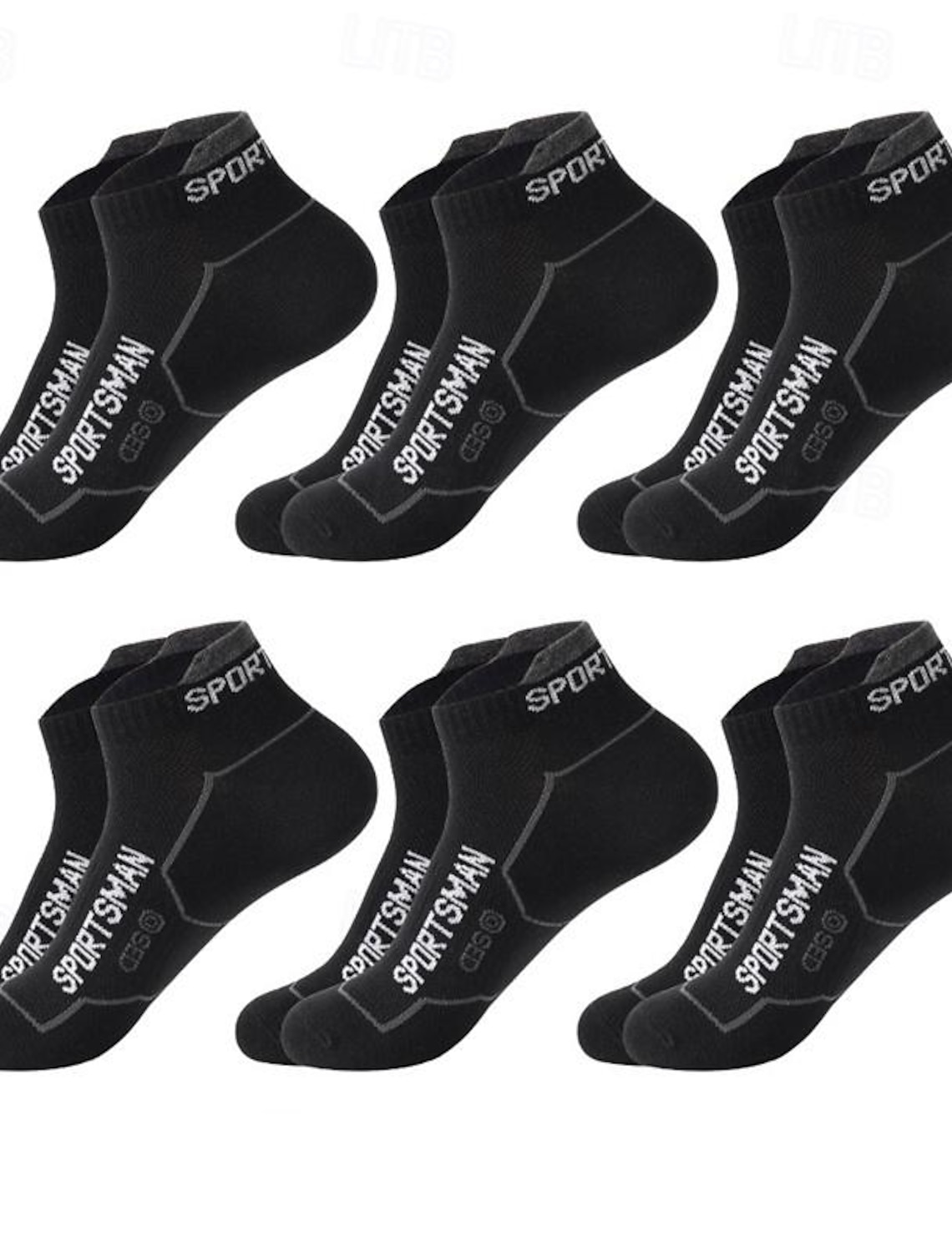 Men's 6 Pack Multi Packs Socks Ankle Low Cut Running Casual Black