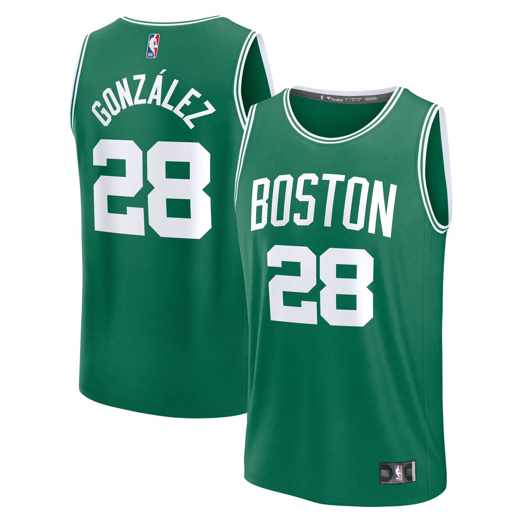 [LK] Hugo Gonzalez Boston Celtics Youth 2025 NBA Draft First Round Pick Fast Break Replica Jersey - Icon Edition - Kelly Green