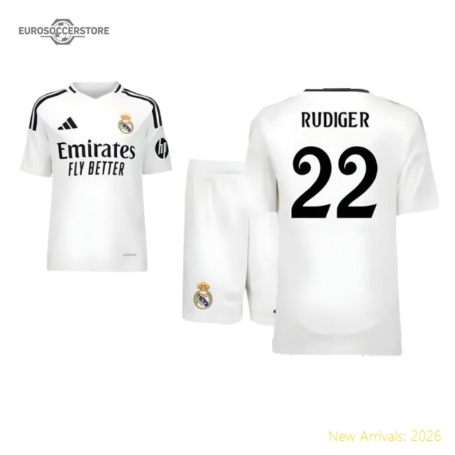 Popular 2024-2025 Real Madrid Home Youth Kit (Rudiger 22)