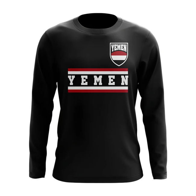 Yemen Core Football Country Long Sleeve T-Shirt (Black)