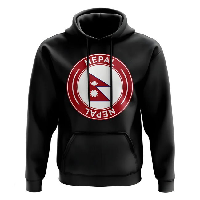 Tournament-Edition Nepal Football Badge Hoodie (Black) Pro-Grade