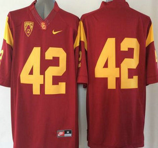 Men's None #42 None Red 2015 alternate jersey match worn Jersey