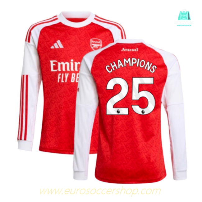 2025-2026 Arsenal Long Sleeve Home Shirt (Kids) (Champions 25)