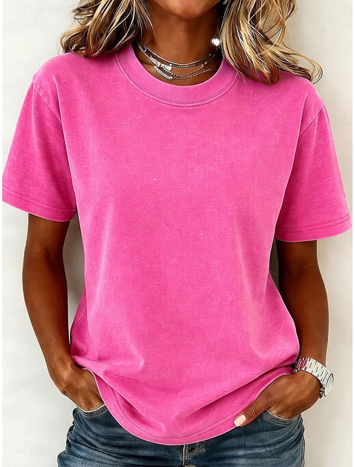 Women's 100% Cotton T-Shirts - Quality Vintage Short Sleeve Crew Neck Tee