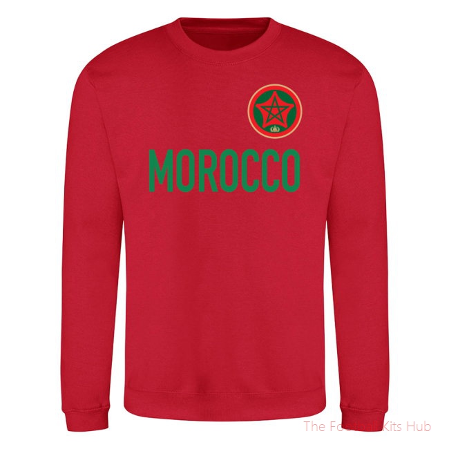 Morocco National Team Text Sweatshirt (Red)