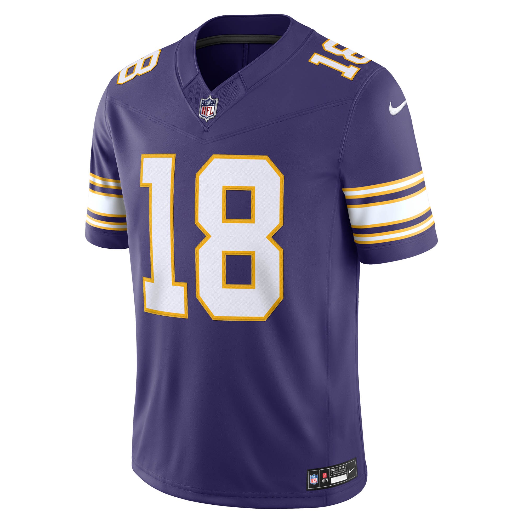 [SJH] Justin Jefferson #18 Minnesota Vikings Alternate Classic Vapor F.U.S.E. Stitched Limited Jersey - Purple