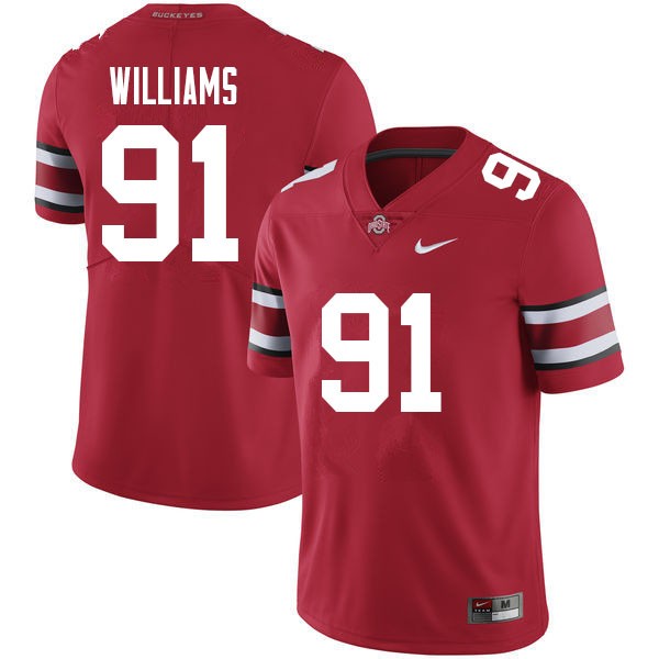 Nike Ohio State Buckeyes Tyleik Williams #91 Men Red Premium Stitched