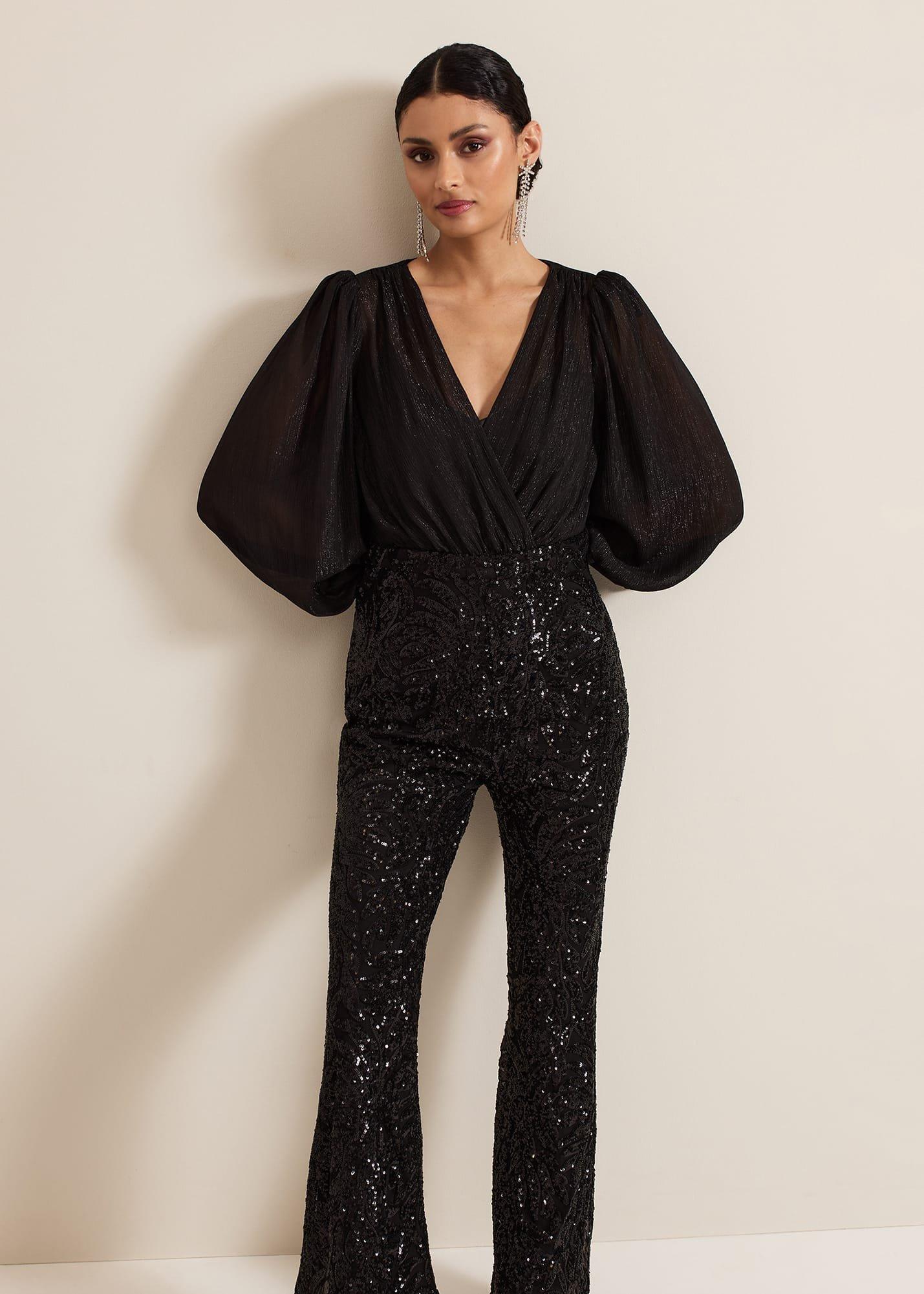 Milena Black Sequin Jumpsuit