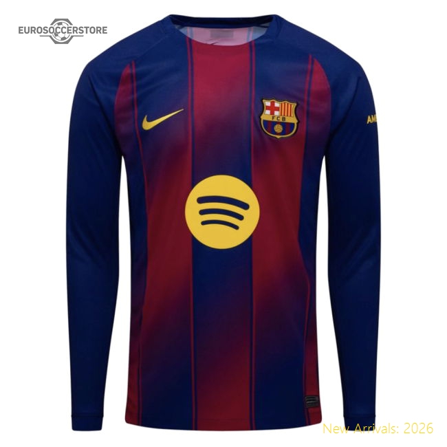 Premium-grade 2025-2026 Barca Home Long Sleeve Shirt (raphinha 11)