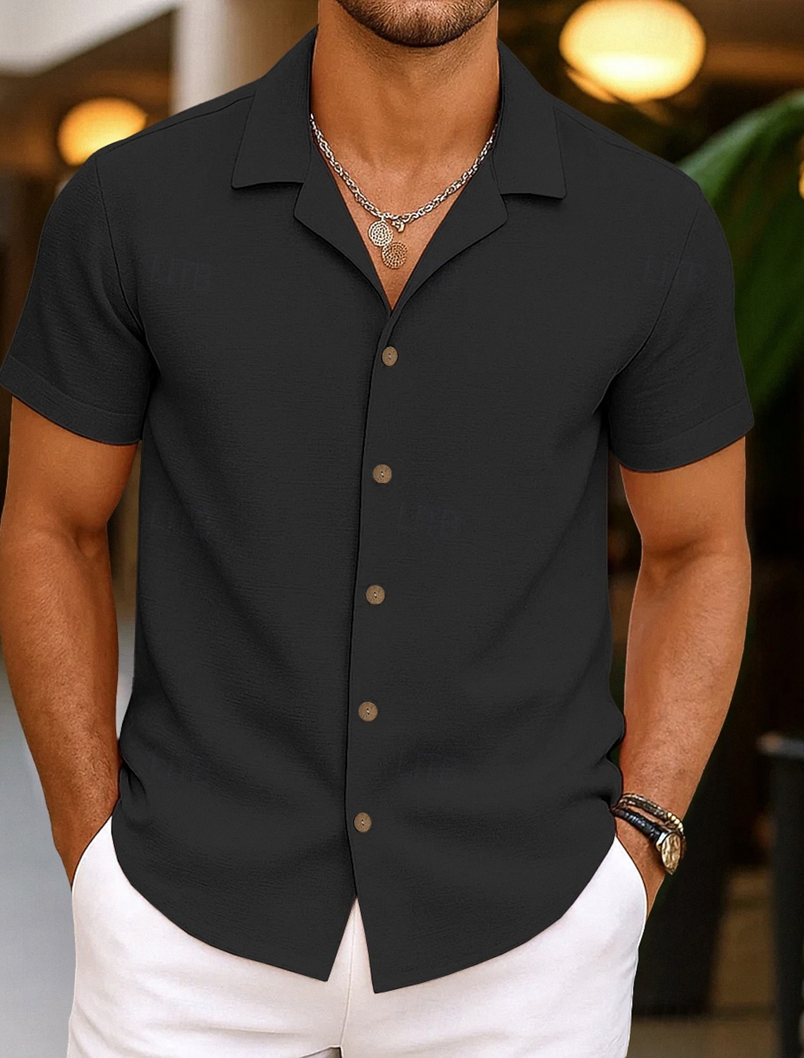 Men's Shirt Linen Shirt Summer Shirt Beach Wear Button Up Shirt Plain Vacation Casual Black Pink Navy Blue Green Long Sleeve Turndown Spring & Summer Clothing Apparel
