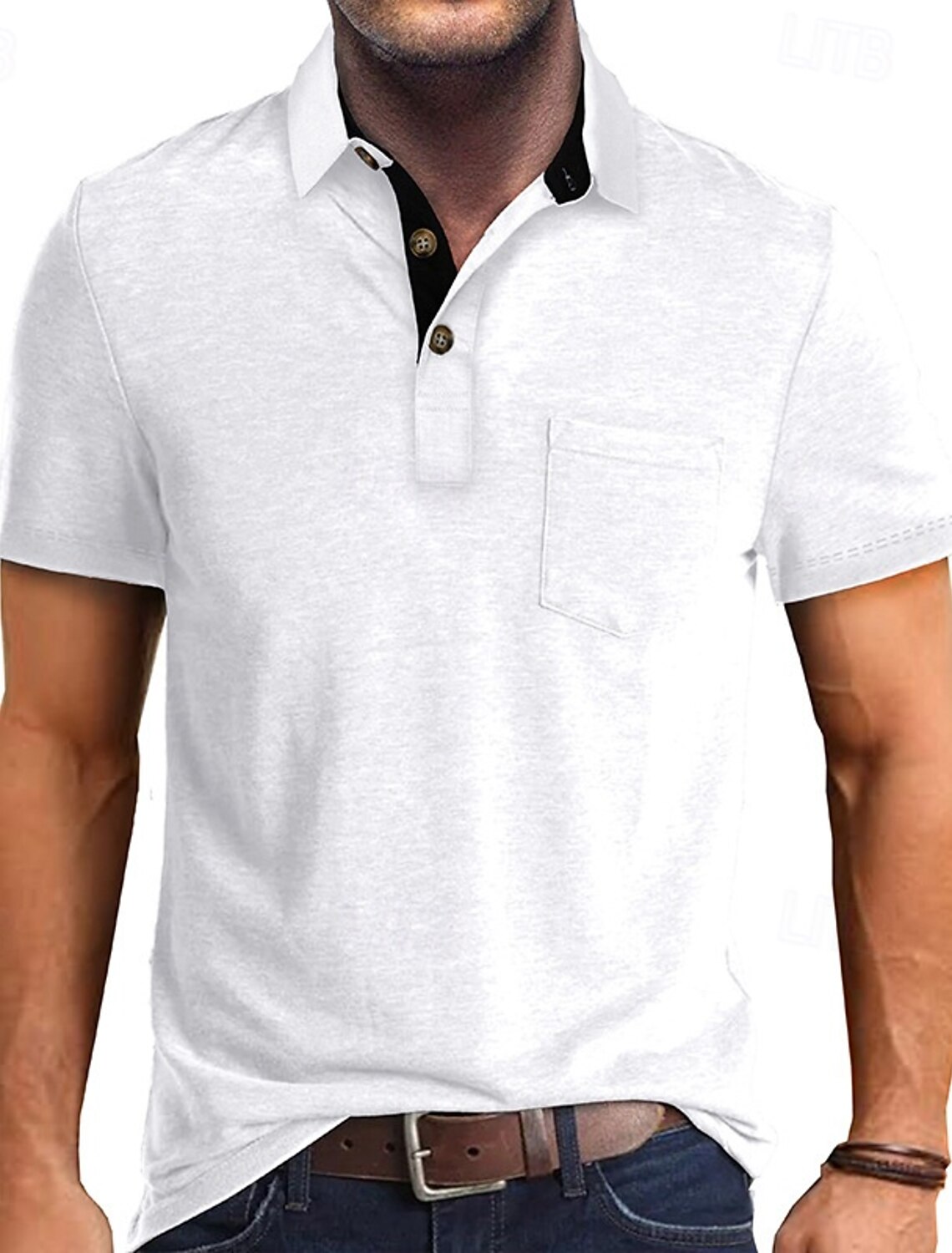 Men's Golf Shirt Polos Shirts Work Casual Lapel Short Sleeve Basic