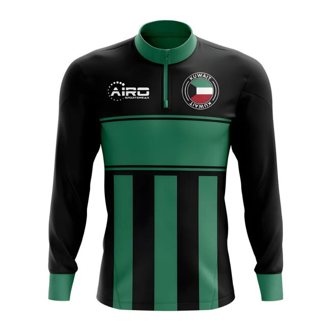 Pro-Grade Kuwait Concept Football Half Zip Midlayer Top (Black-Green)