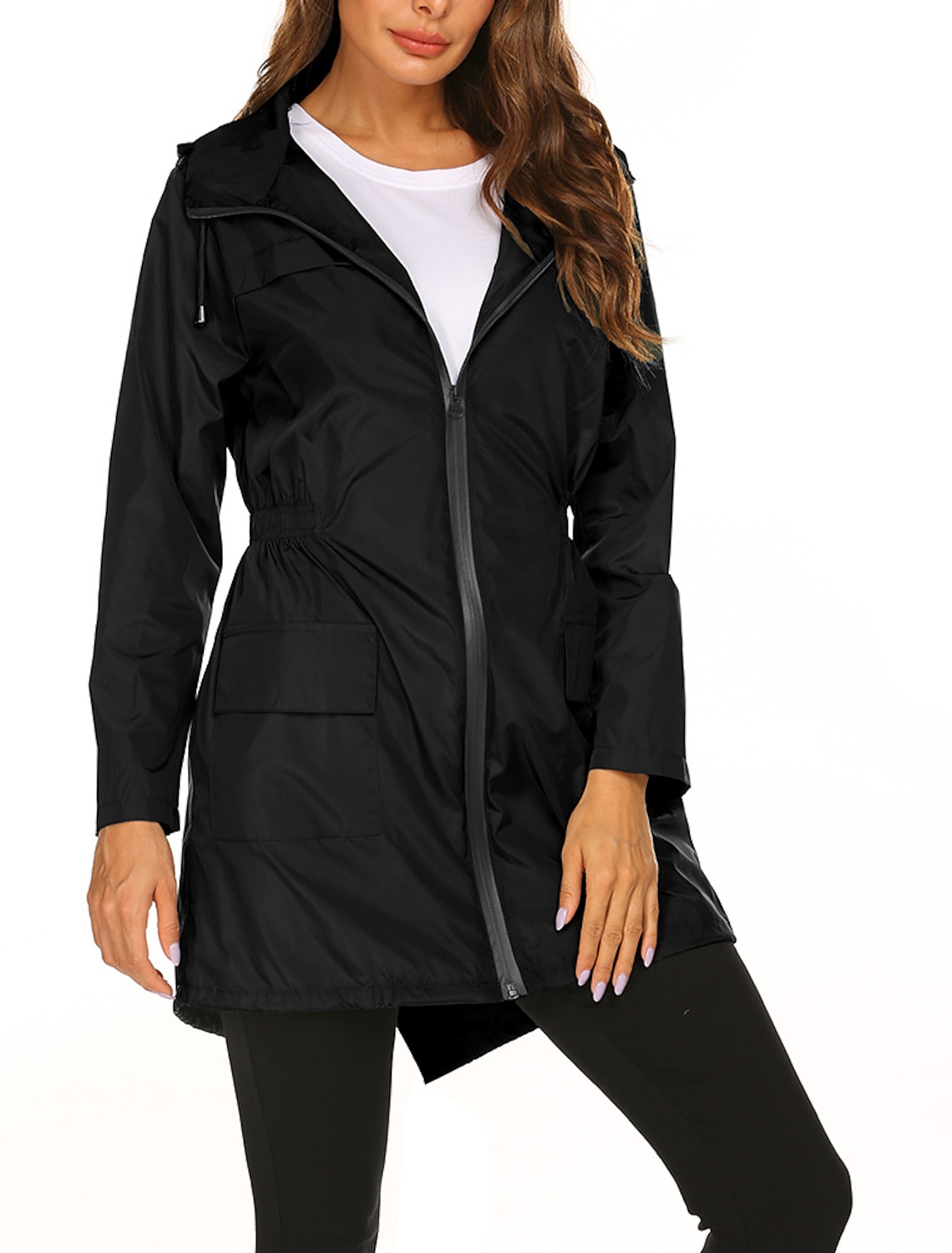 Women's Hiking Raincoat Waterproof Hiking Jacket Rain Jacket Spring Winter Outdoor Thermal Warm Waterproof Windproof Quick Dry Outerwear Coat Top Fishing Climbing Casual Black Navy Blue Dark Green