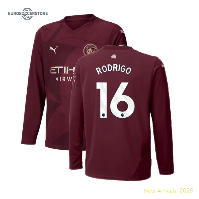 2024-2025 Man City Kids Durable Jersey Rodrigo Performance Fabric