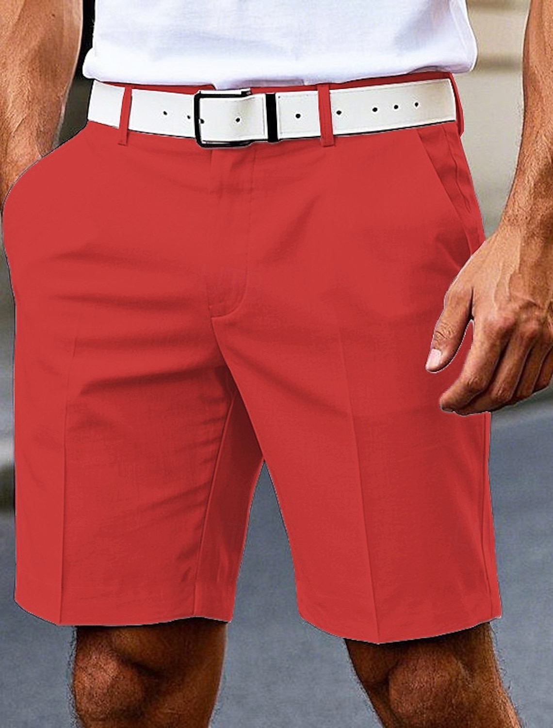 Men's Dress Shorts Burmuda Shorts Work Shorts Pocket Plain Comfort Knee Length Outdoor Business Fashion Casual Black White
