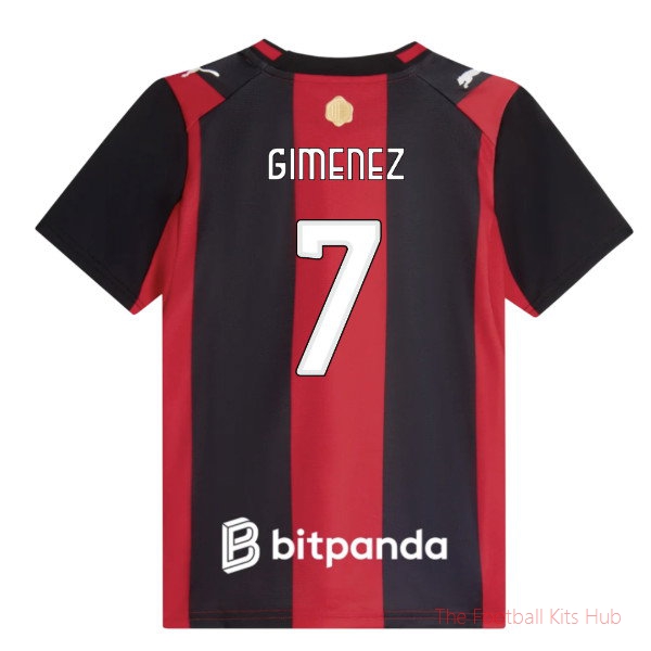Football Team AC Milan 2026-2027 Home Shirt (Kids) (Gimenez 7)