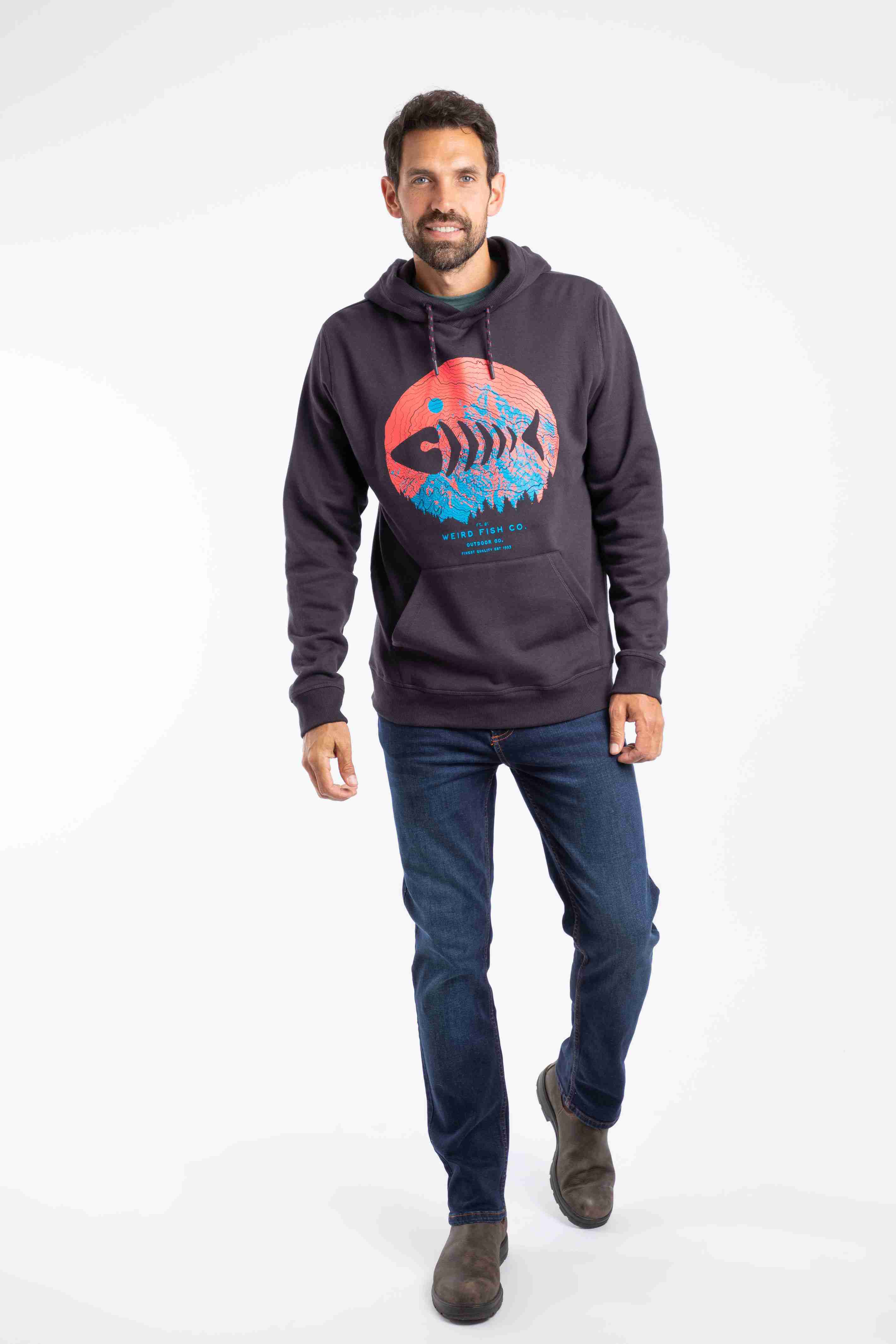 Bryant Front Print Graphic Popover Hoodie Midnight