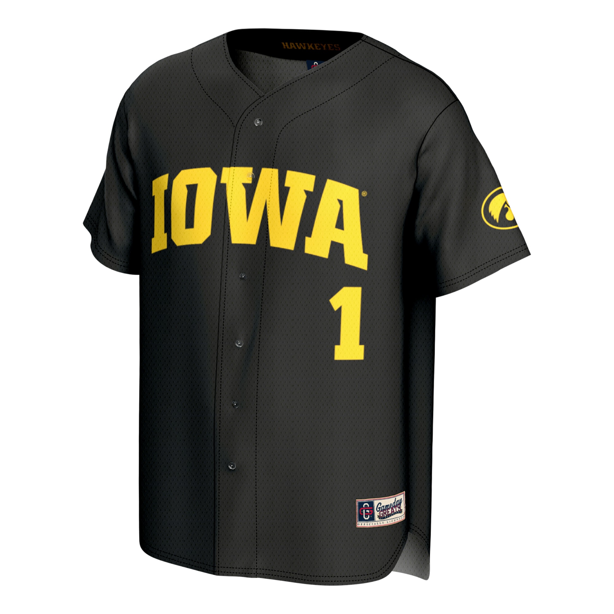 [DDG] Iowa Hawkeyes GameDay Greats Youth Lightweight Collegiate Baseball Fashion Jersey - Black