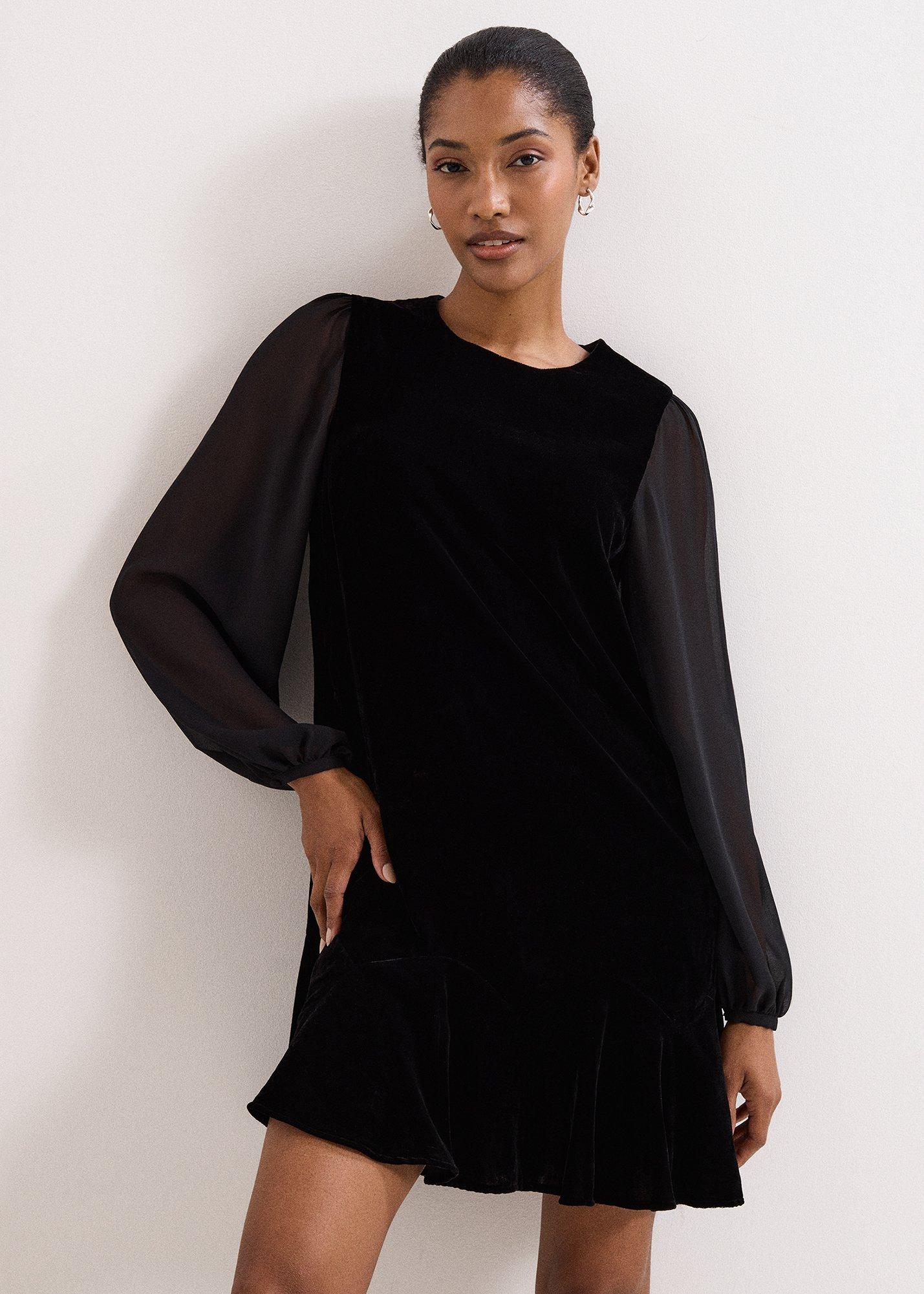 Petite Velvet Swing Dress