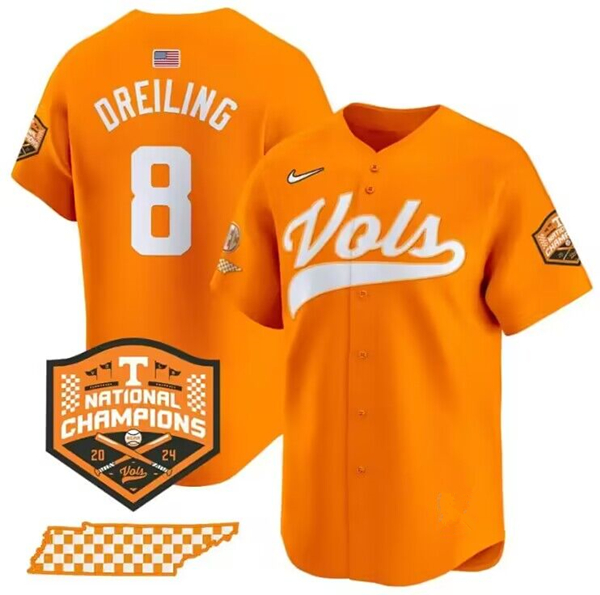 Men's None Orange 2024 alternate jersey Dylan Dreiling #8 away jersey