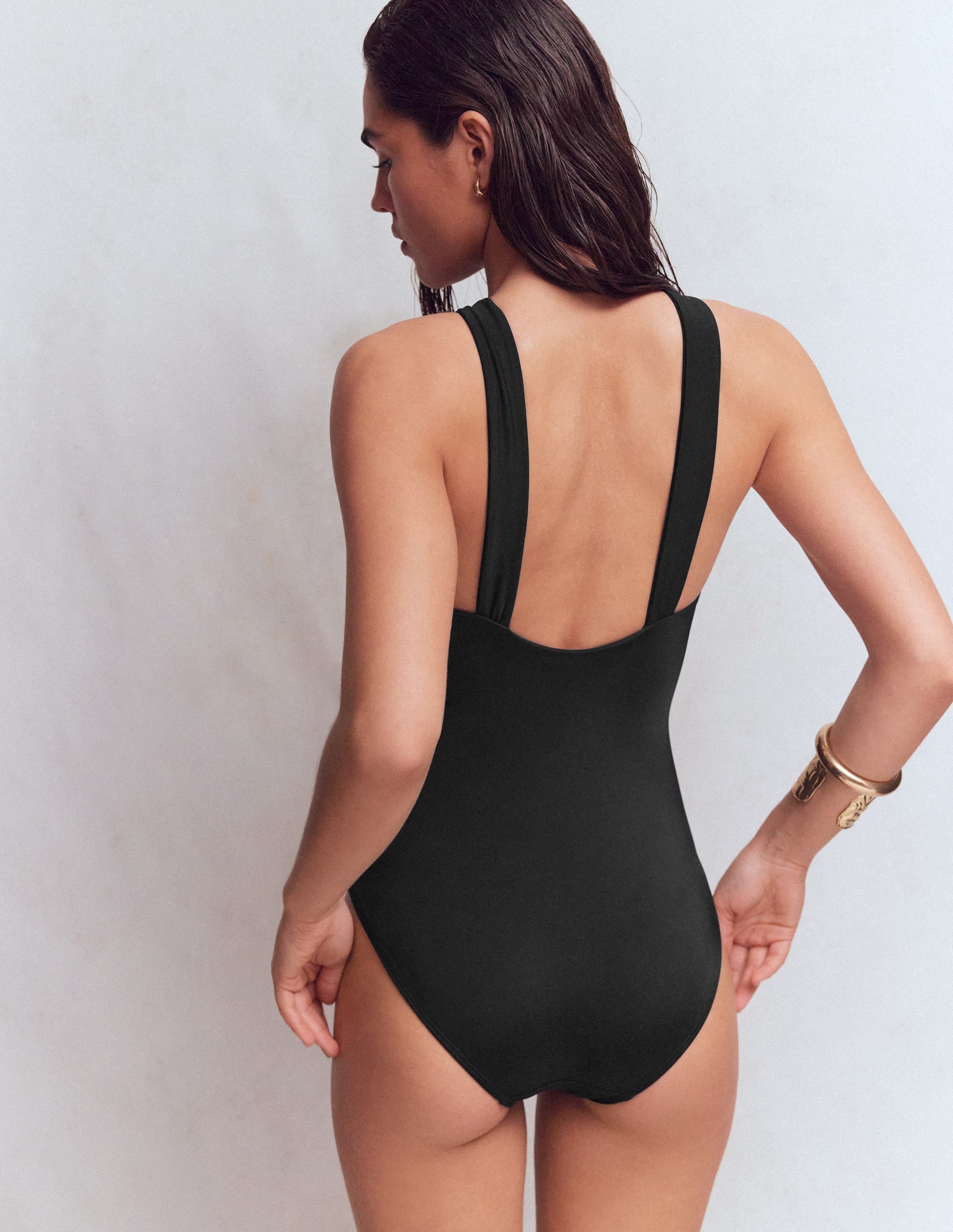 Pleated Strap Cross Swimsuit