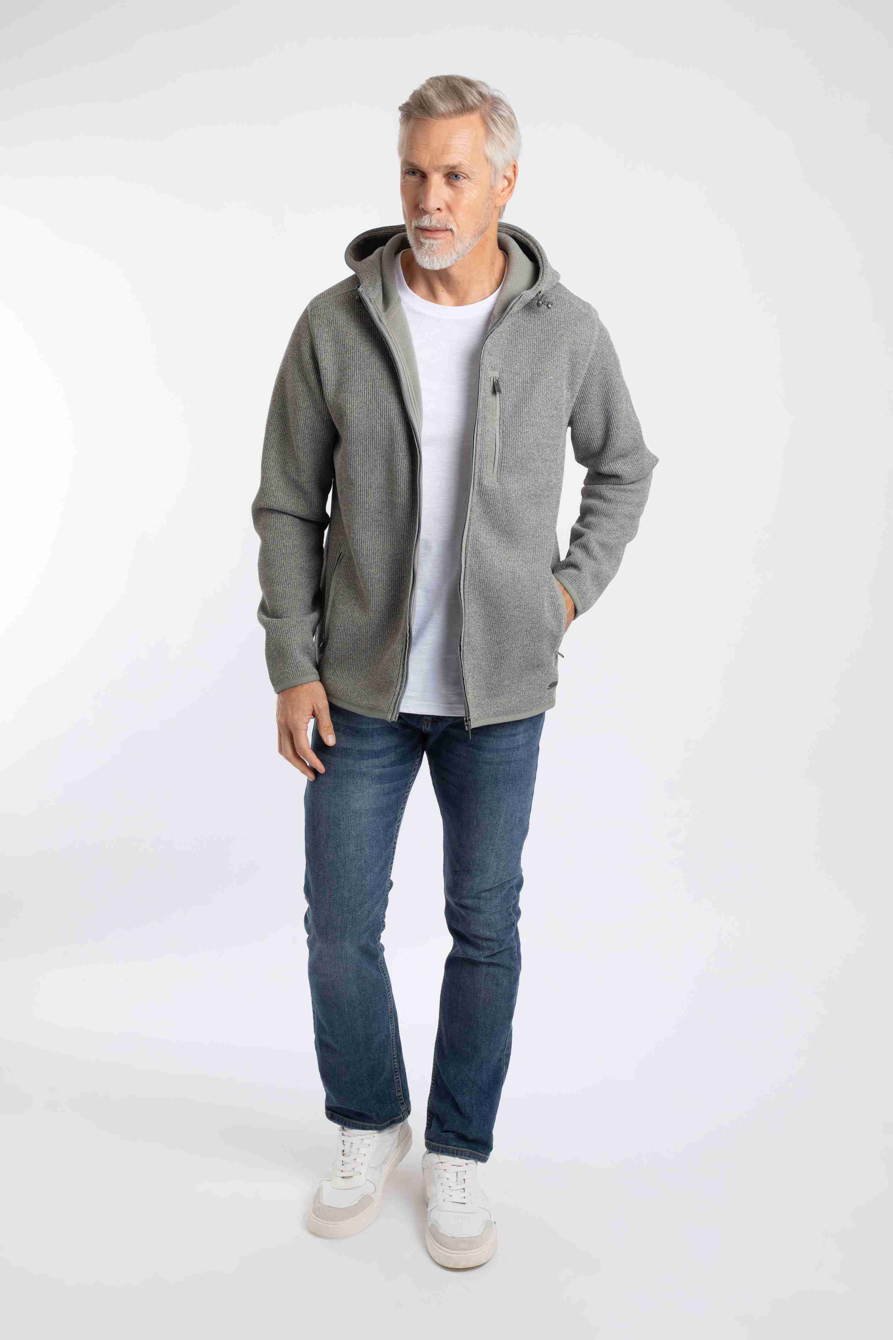 Lockie Full Zip Bonded Fleece Hoodie Limestone