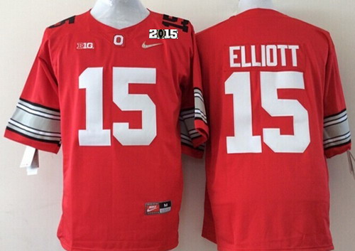 Men's Ohio St Buckeyes Red 2015 game jersey Ezekiel Elliott #15 away
