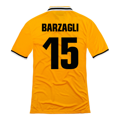 13-14 Juventus 15 Barzagli Away Yellow Jersey Shirt - Official