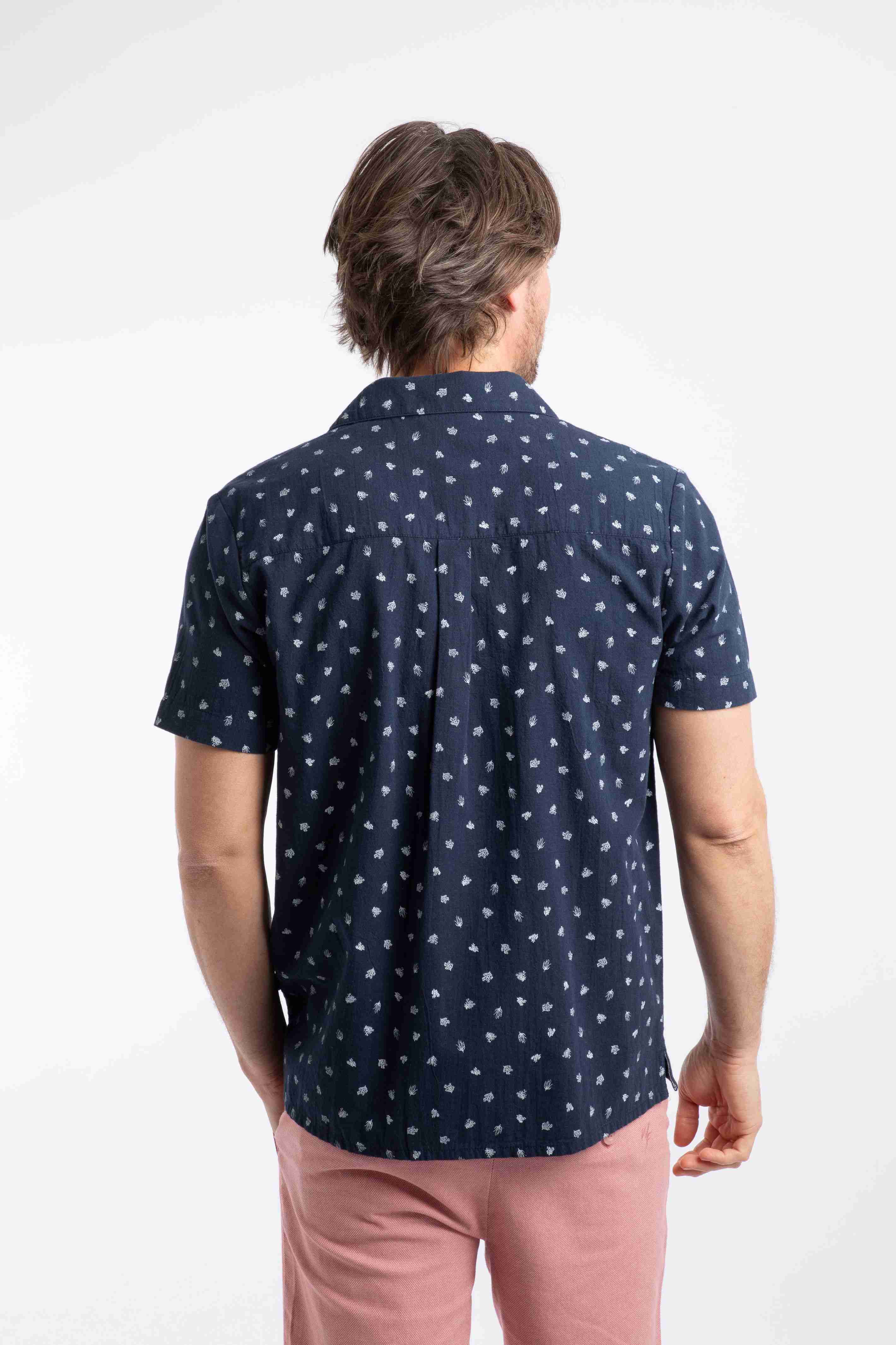 Hugh Printed Shirt Rich Navy