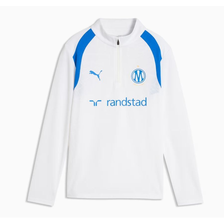 Marseille Training Shirt 1/4 Zip - PUMA White/Team Royal Blue Kids