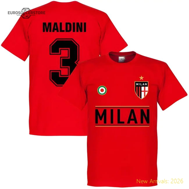 Popular Premium Milan Maldini 3 Team T-Shirt - Red