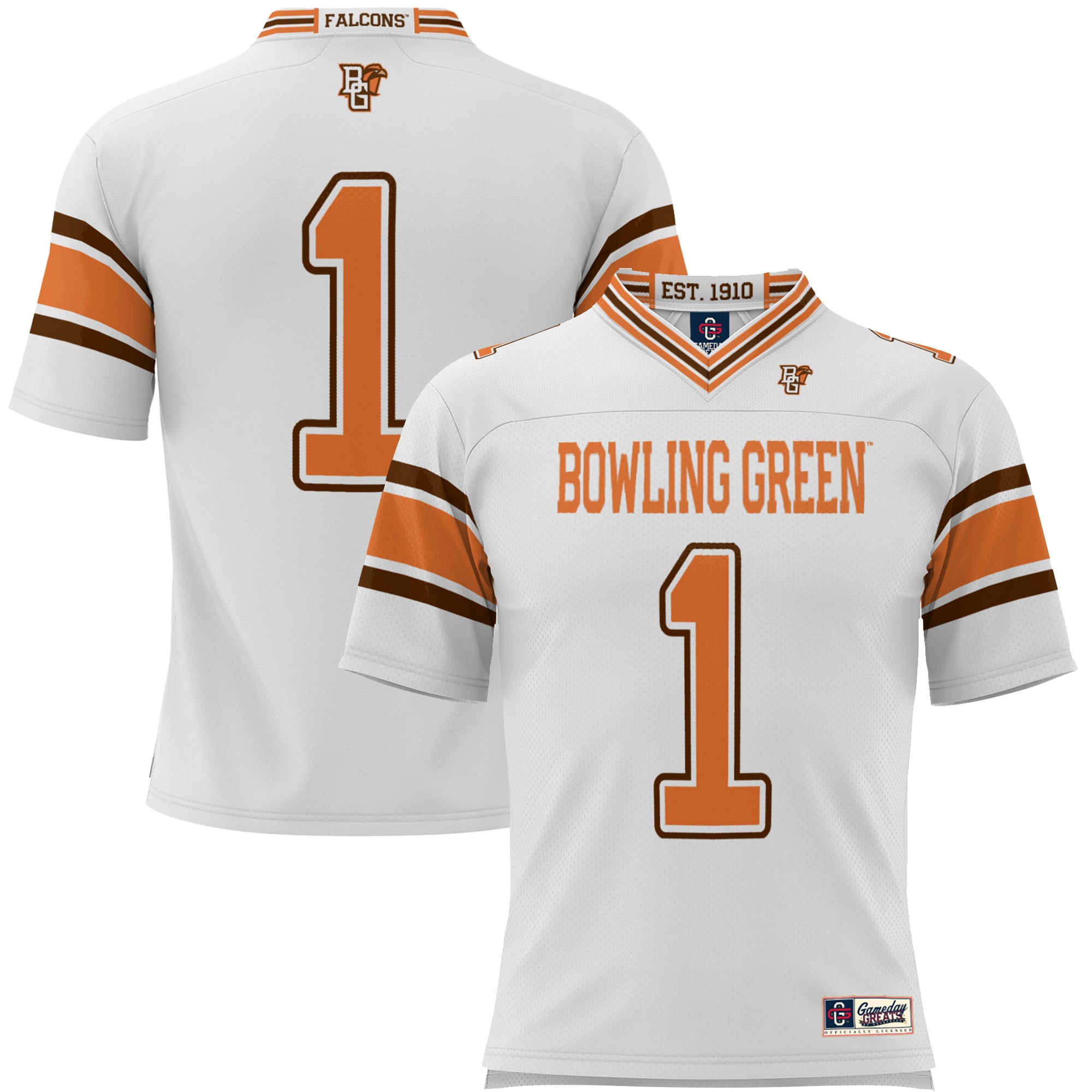 Men's #1 White Bowling Green St. Falcons Endzone Football Jersey