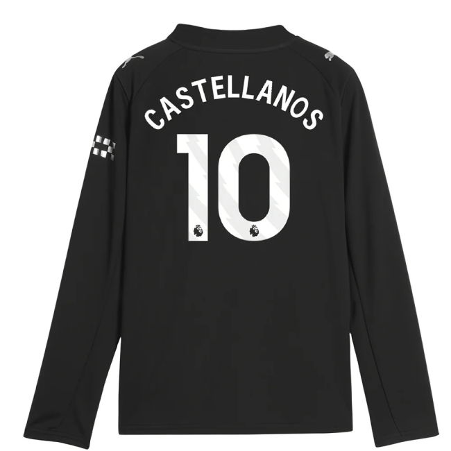 retro 2025-2026 Man City Long Sleeve Away Shirt (Kids) (Castellanos...
