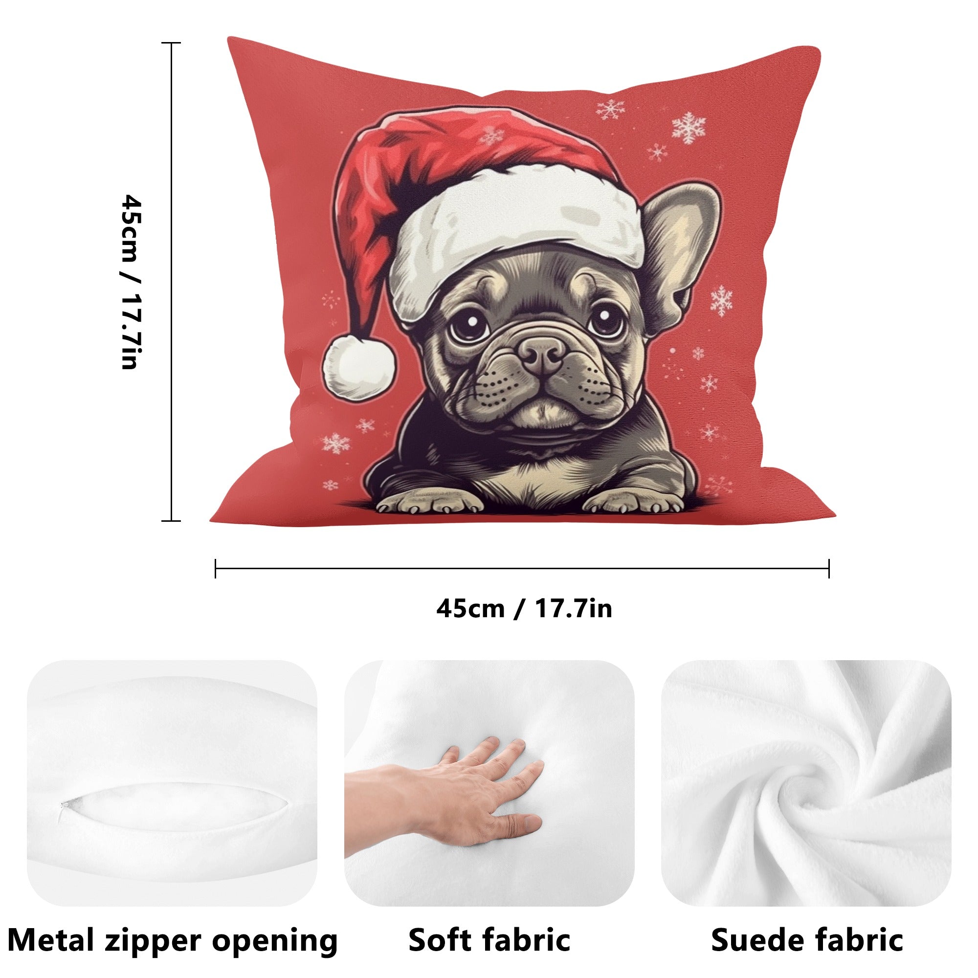 Christmas Vibes - Bulldog Pillow Cover Dog Supplies | Durable Build