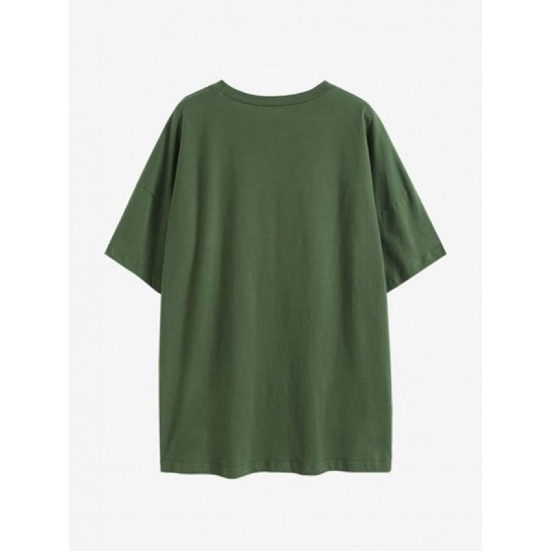 Mushroom Print Drop Shoulder T Shirt MS9430