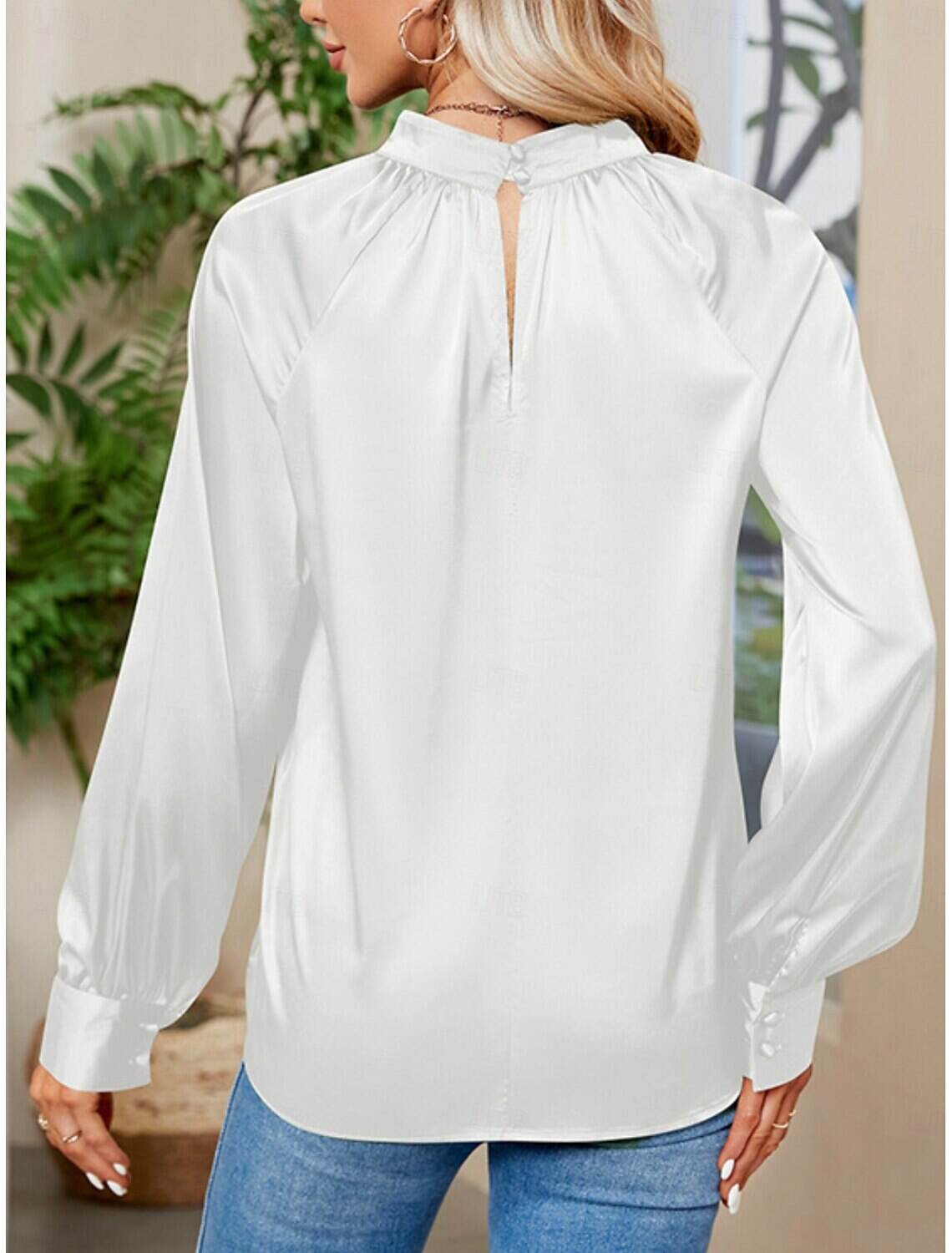 Women's Satin Shirt Blouse Party Work Ladies Stylish Long Sleeve Fall Winter