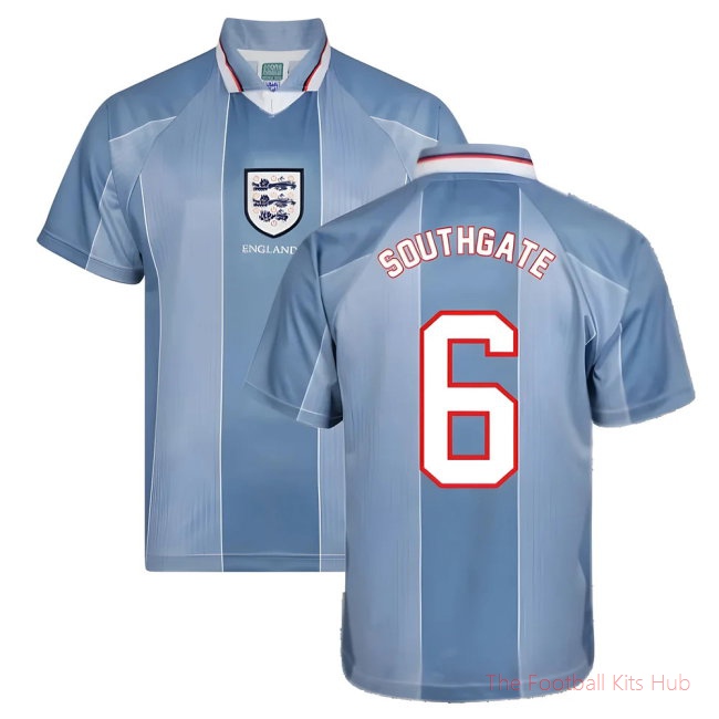 Score Draw England 1996 Away Euro Championship Retro Football Shirt (SOUTHGATE 6)