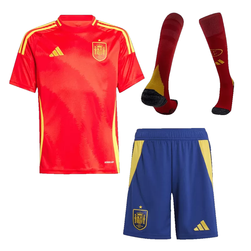 Kid's Spain Home Soccer Jersey Kit(Jersey+Shorts+Socks) 2024/25Authent