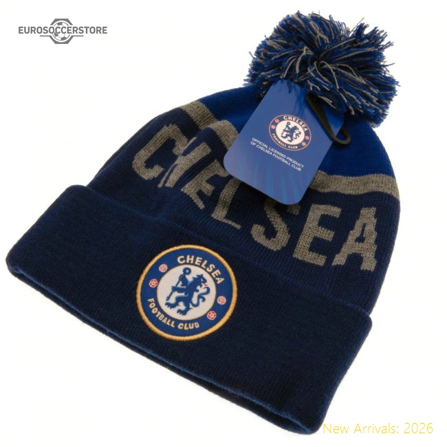 Authentic Chelsea Fc Navy Text Ski Hat - Premium Quality Football