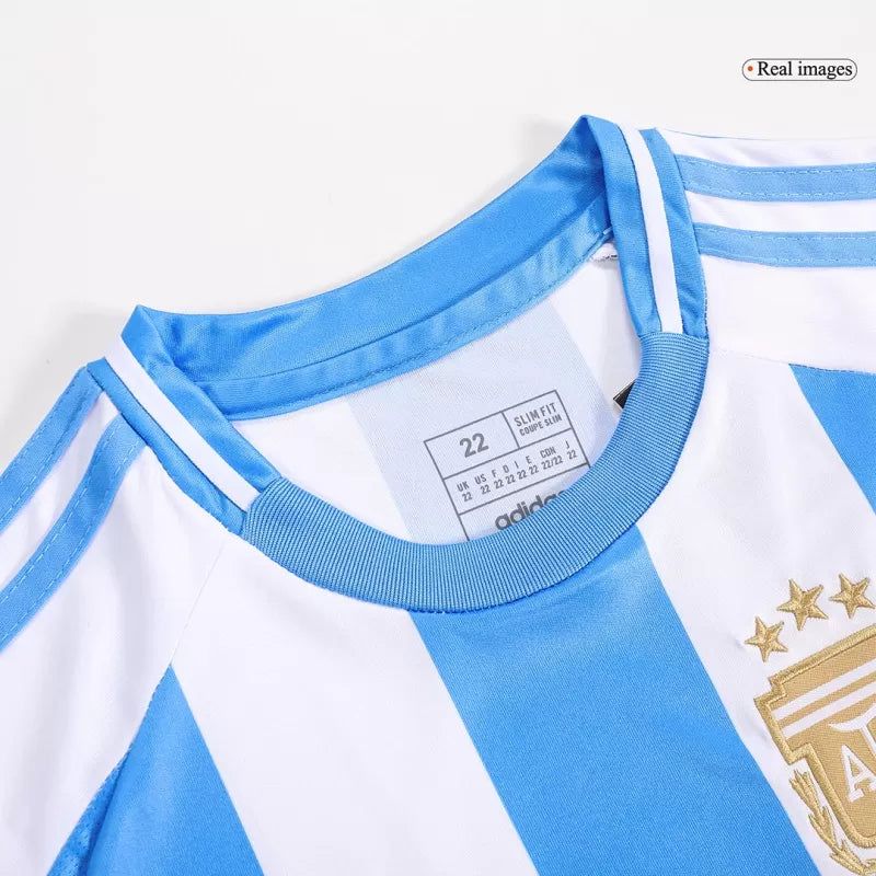 Argentina Home Kids Soccer Jerseys Kit Copa America 2024 Authentic Kit
