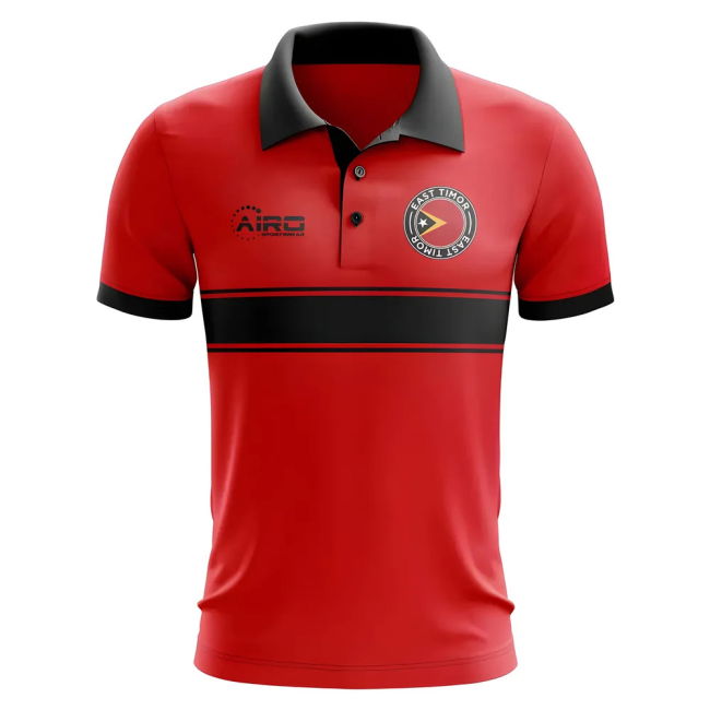 World East Timor Concept Stripe Polo Shirt (Red) High Quality